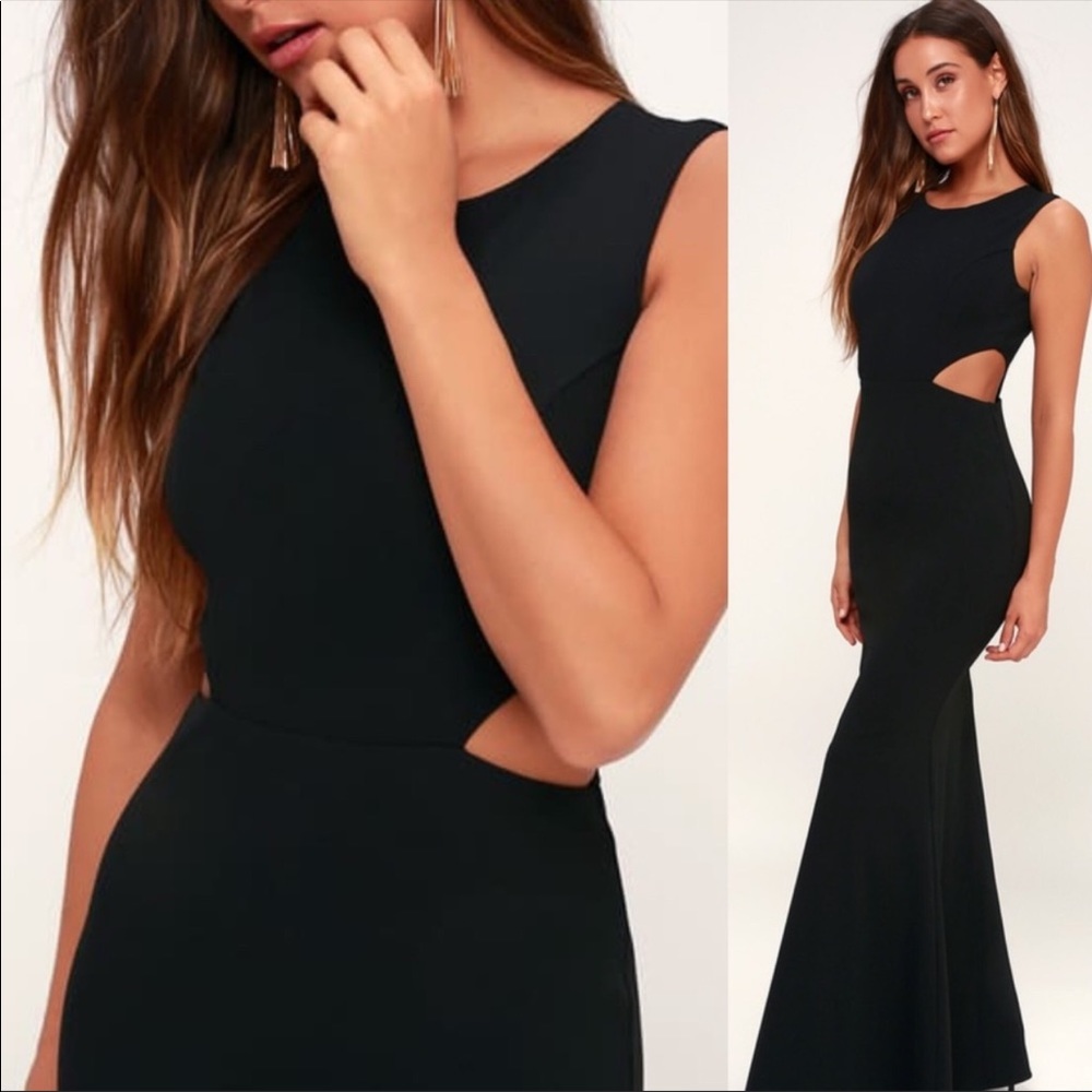 utterly smitten lulu long cut out dress